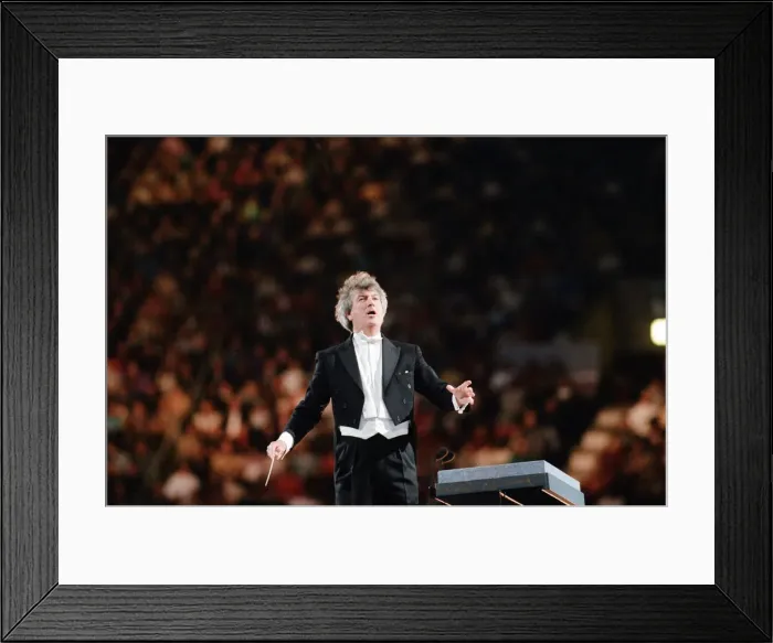 Framed Print : Conductor Owain Arwel Hughes at the Cor World Choir concert at Cardiff Arms Park Framed Print : Conductor Owain Arwel Hughes at the Cor World Choir concert at Cardiff Arms Park