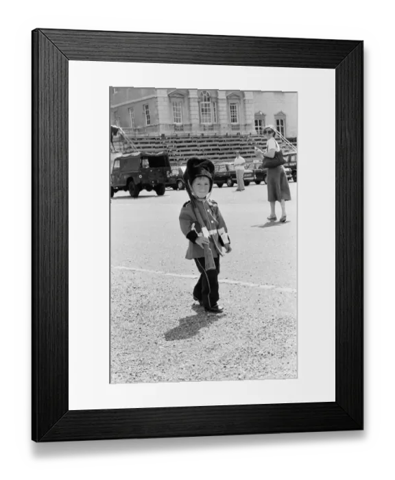 Framed Print : Pint sized soldier, Mark Acklom, aged 3, from Greenways, Beckenham, Kent Framed Print : Pint sized soldier, Mark Acklom, aged 3, from Greenways, Beckenham, Kent