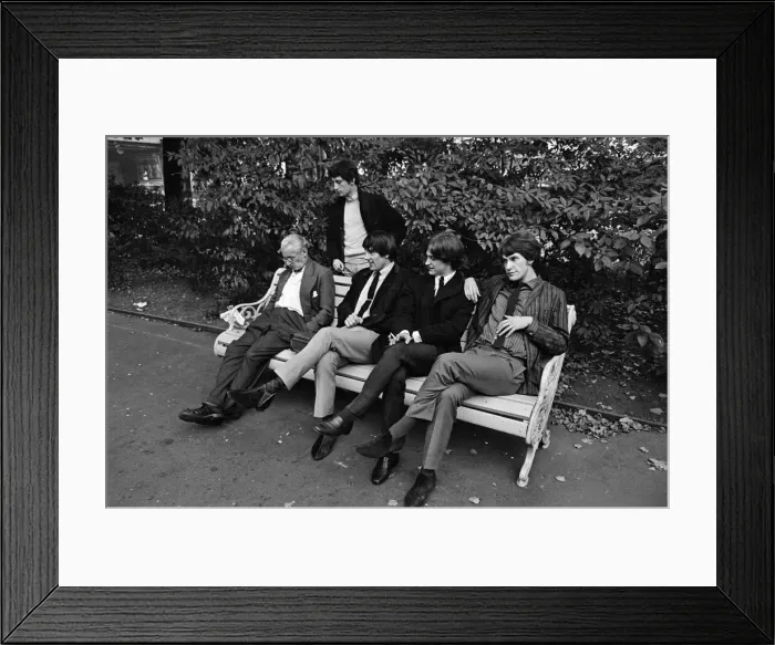 Framed Print : Members of the British pop group The Kinks posing in a London park Framed Print : Members of the British pop group The Kinks posing in a London park