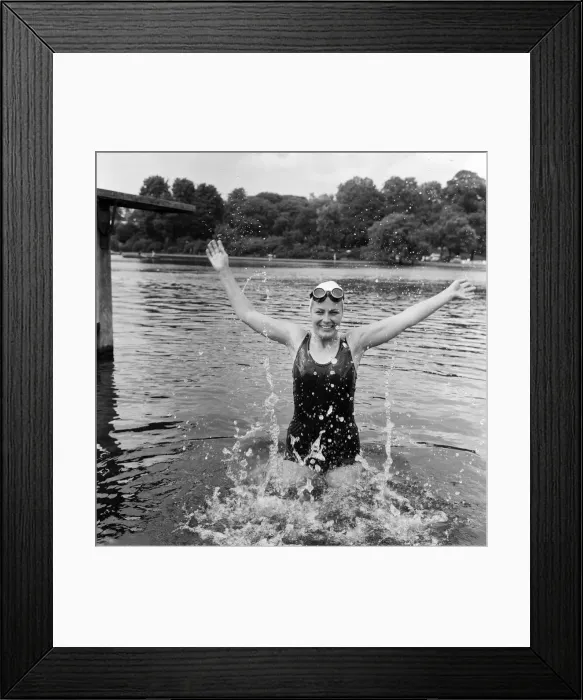 Framed Print : Mary Margaret Revell, who is going to swim the chanel, sponsored by the Daily Mirror Framed Print : Mary Margaret Revell, who is going to swim the chanel, sponsored by the Daily Mirror