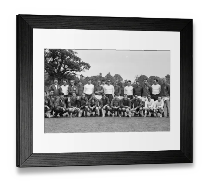 Framed Print : The England national team squad pose at Lilleshall before a training session in Framed Print : The England national team squad pose at Lilleshall before a training session in