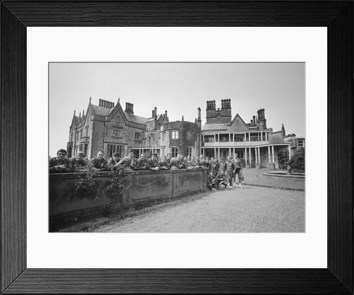 Framed Print : The England national team squad pose at Lilleshall before a training session in Framed Print : The England national team squad pose at Lilleshall before a training session in