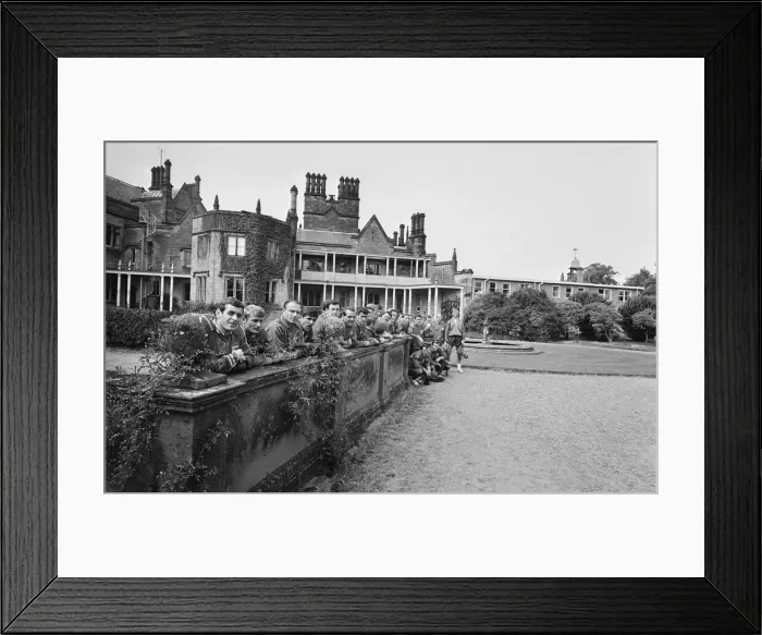 Framed Print : The England national team squad pose at Lilleshall before a training session in
