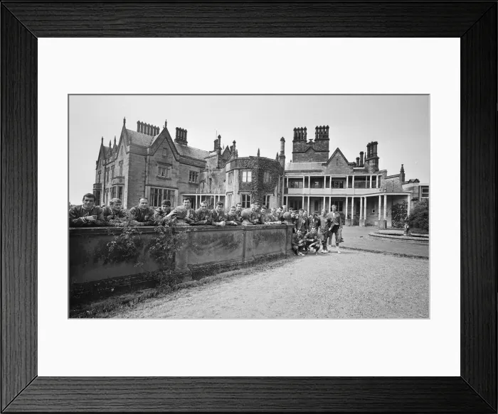 Framed Print : The England national team squad pose at Lilleshall before a training session in