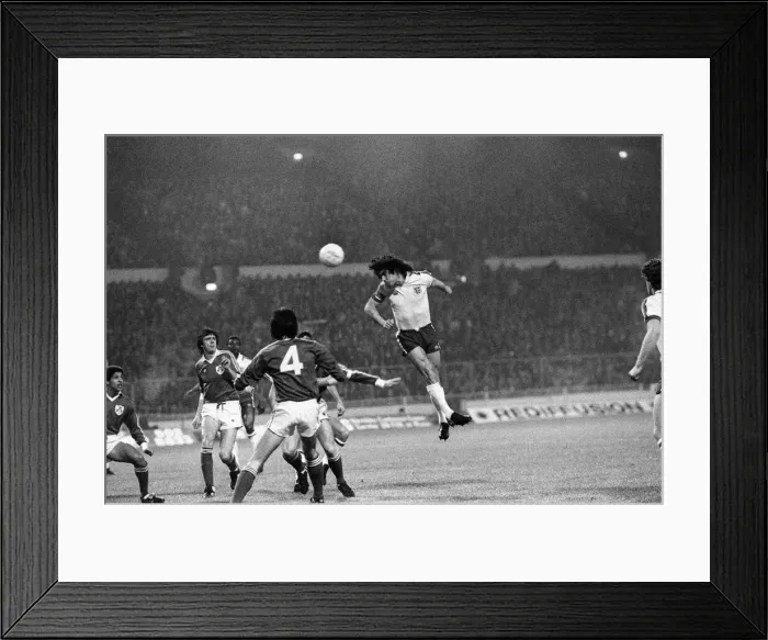 Framed Print : Kevin Keegan heads the ball during England v Republic of Ireland