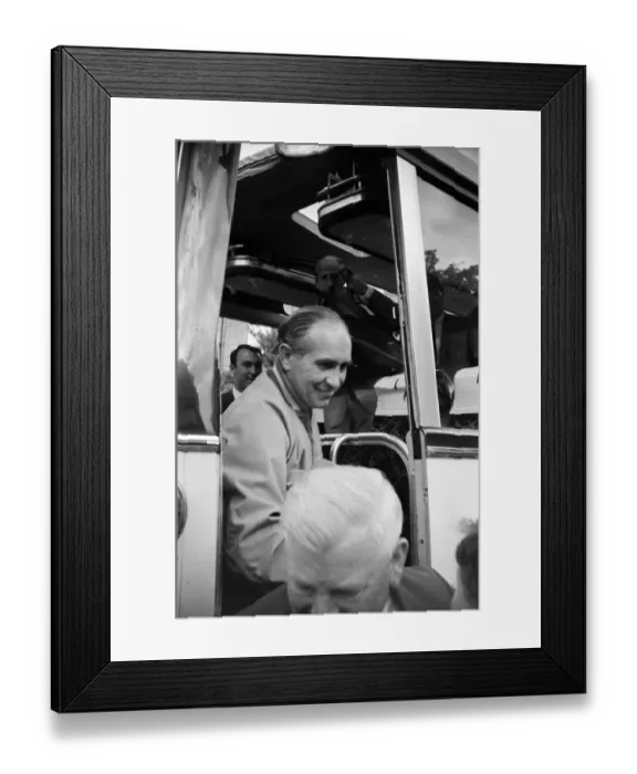 Framed Print : The England football team leave their Hendon Hall hotel on the way to Wembley to play