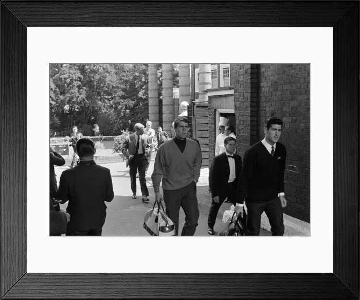 Framed Print : The England football team leave their Hendon Hall hotel on the way to Wembley to play