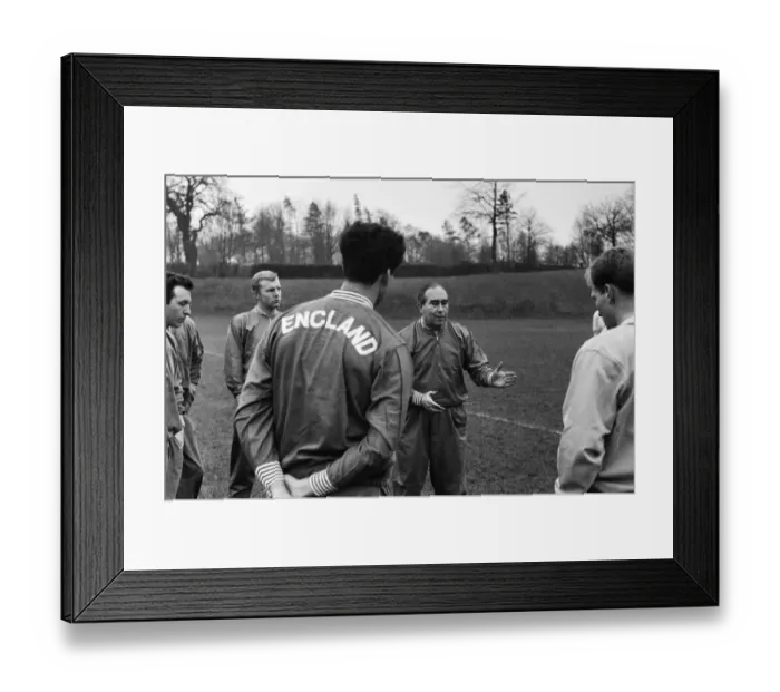 Framed Print : England football team at a get together at Lea Green, Derbyshire