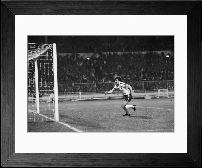 Framed Print : Jubilant Kevin Keegan after scoring Englands opening goal during the England v Framed Print : Jubilant Kevin Keegan after scoring Englands opening goal during the England v