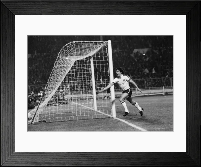 Framed Print : Jubilant Kevin Keegan after scoring Englands opening goal during the England v Framed Print : Jubilant Kevin Keegan after scoring Englands opening goal during the England v