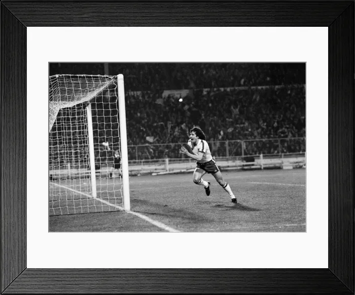 Framed Print : Jubilant Kevin Keegan after scoring Englands opening goal during the England v Framed Print : Jubilant Kevin Keegan after scoring Englands opening goal during the England v