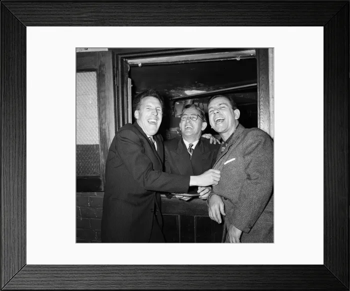 Framed Print : Bruce Forsyth (left) and Norman Wisdom (right) having a laugh Framed Print : Bruce Forsyth (left) and Norman Wisdom (right) having a laugh