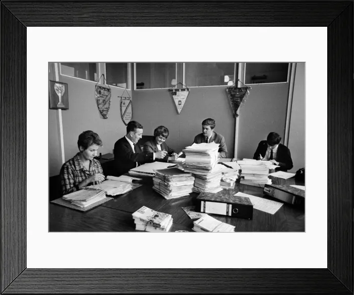 Framed Print : World Cup headquarters at White City, London in preparation for the upcoming football Framed Print : World Cup headquarters at White City, London in preparation for the upcoming football