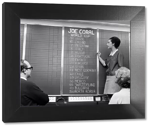 Prices for the 1966 World Cup tournament in England are quoted by bookmakers Joe Coral at