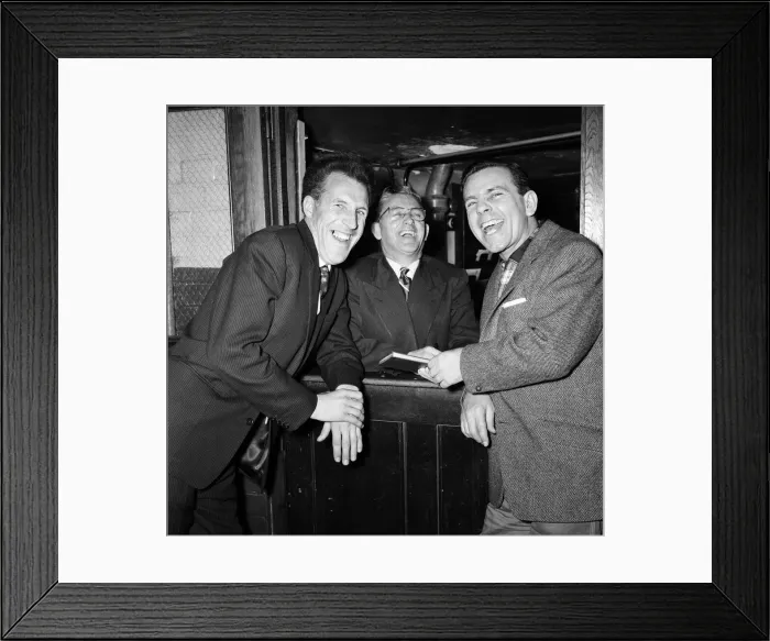 Framed Print : Bruce Forsyth (left) and Norman Wisdom (right) having a laugh Framed Print : Bruce Forsyth (left) and Norman Wisdom (right) having a laugh