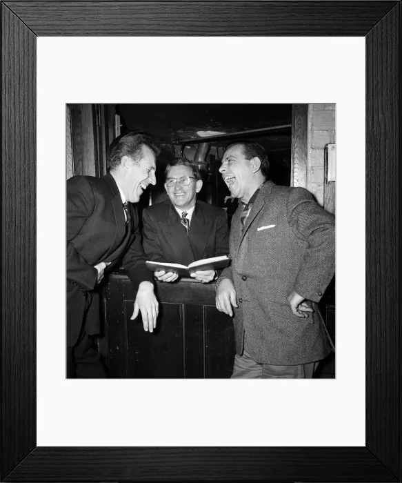 Framed Print : Bruce Forsyth (left) and Norman Wisdom (right) having a laugh Framed Print : Bruce Forsyth (left) and Norman Wisdom (right) having a laugh