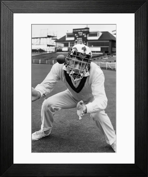 Framed Print : David Lloyd at Old Trafford Manchester, wearing new head guard. 29th June 1971 Framed Print : David Lloyd at Old Trafford Manchester, wearing new head guard. 29th June 1971
