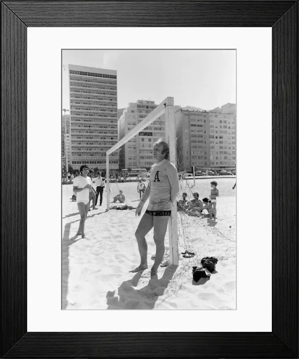 Framed Print : Bobby Moore, pictured on holiday, Copacabana Beach, Rio de Janeiro, Brazil Framed Print : Bobby Moore, pictured on holiday, Copacabana Beach, Rio de Janeiro, Brazil
