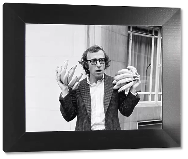 Woody Allen, comedian, actor and writer, in London, to promote his new film, Bananas