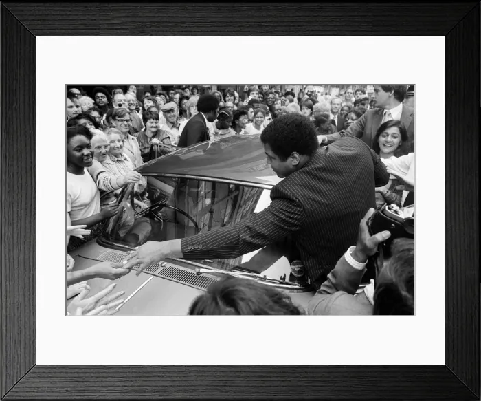 Framed Print : Muhammad Ali is mobbed by fans and supporters in the streets of Birmingham Framed Print : Muhammad Ali is mobbed by fans and supporters in the streets of Birmingham