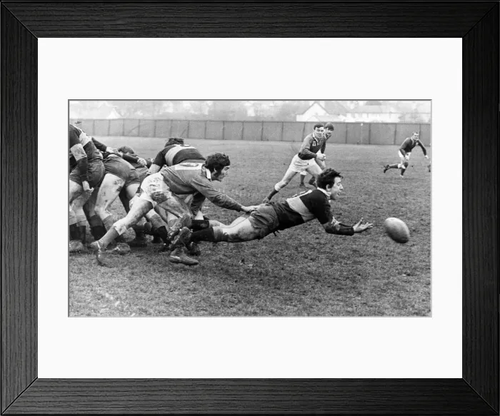 Framed Print : Ray Hopkins, aka Chico, Maesteg Rugby Union Player, match action Framed Print : Ray Hopkins, aka Chico, Maesteg Rugby Union Player, match action