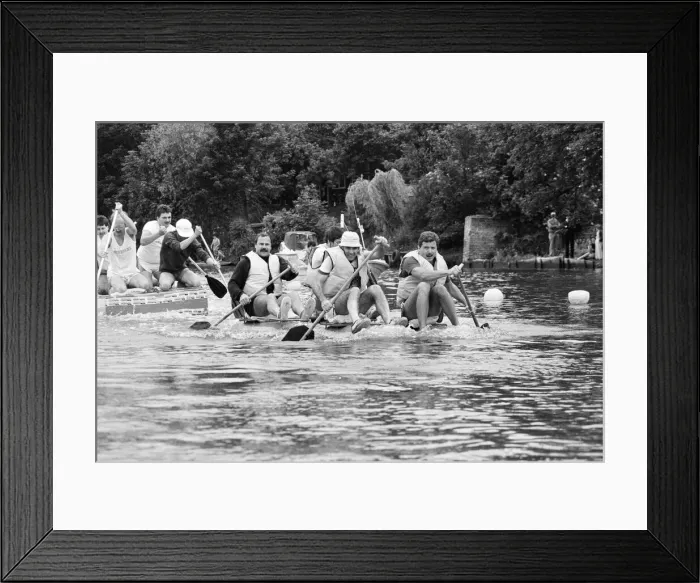 Framed Print : Raft Races on the River Thames, London, June 1985