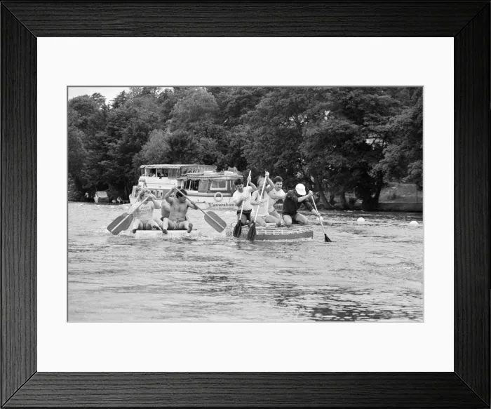 Framed Print : Raft Races on the River Thames, London, June 1985