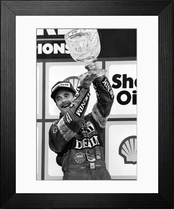 Framed Print : Williams formula one motor racing driver Nigel Mansell pictured at Brands Hatch Framed Print : Williams formula one motor racing driver Nigel Mansell pictured at Brands Hatch