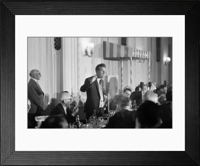 Framed Print : Bruce Forsyth speaking at the Variety Club lunch. 8th March 1960