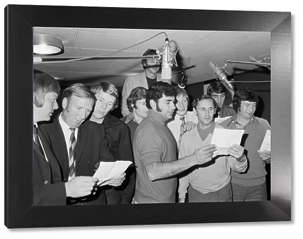 Lancashire players recording a song at the Stockport, Cheshire, studio