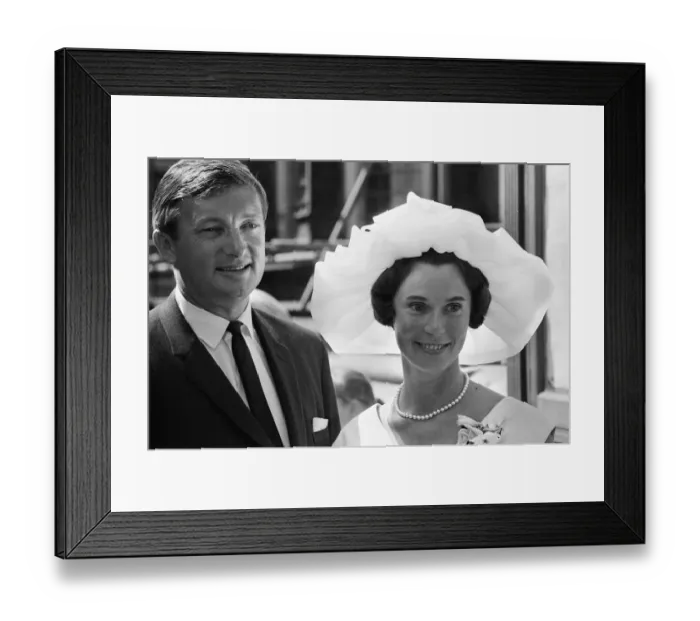 Framed Print : Australian cricket test captain Richie Benaud pictured with his new bride Framed Print : Australian cricket test captain Richie Benaud pictured with his new bride