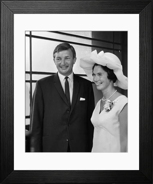 Framed Print : Australian cricket test captain Richie Benaud pictured with his new bride Framed Print : Australian cricket test captain Richie Benaud pictured with his new bride