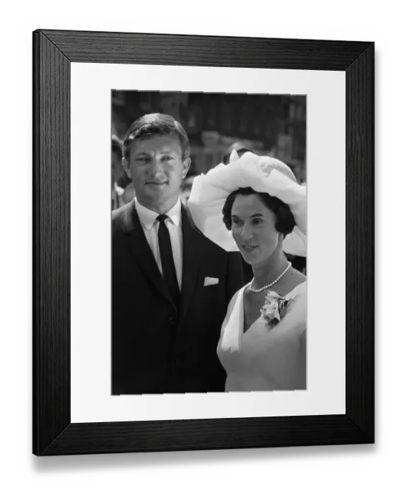 Framed Print : Australian cricket test captain Richie Benaud pictured with his new bride Framed Print : Australian cricket test captain Richie Benaud pictured with his new bride