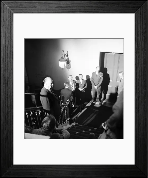 Framed Print : James Stewart and Doris Day on the set of the film The Man Who Knew Too Much