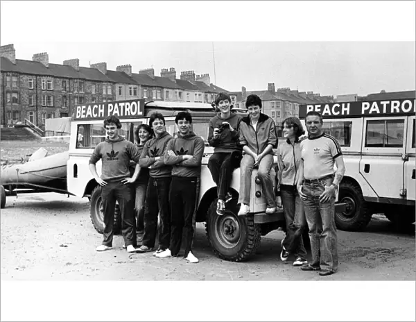 Beach patrol at Redcar seafront. 26th May 1980