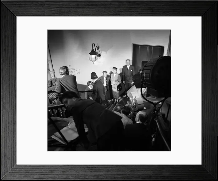 Framed Print : James Stewart and Doris Day on the set of the film The Man Who Knew Too Much