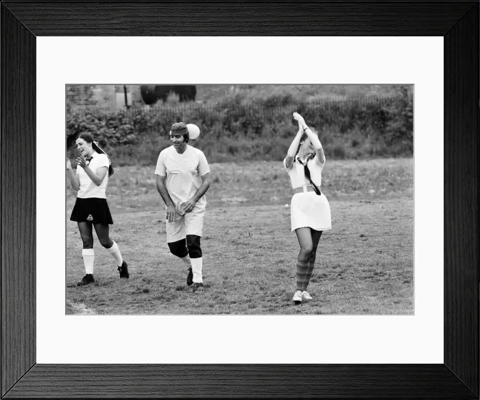 Framed Print : Nurses and Porters from Battle Hospital, Reading, take part in a game of football in Framed Print : Nurses and Porters from Battle Hospital, Reading, take part in a game of football in