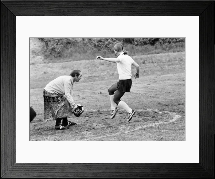 Framed Print : Nurses and Porters from Battle Hospital, Reading, take part in a game of football in Framed Print : Nurses and Porters from Battle Hospital, Reading, take part in a game of football in