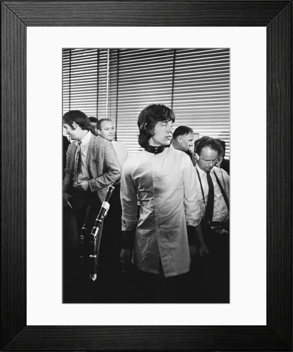 Framed Print : Rolling Stones singer Mick Jagger holding a press conference at Granada Studios in Soho Framed Print : Rolling Stones singer Mick Jagger holding a press conference at Granada Studios in Soho