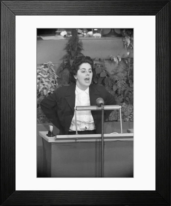 Framed Print : Betty Boothroyd speaks at the Labour Party Conference in Brighton. 2nd October 1957 Framed Print : Betty Boothroyd speaks at the Labour Party Conference in Brighton. 2nd October 1957