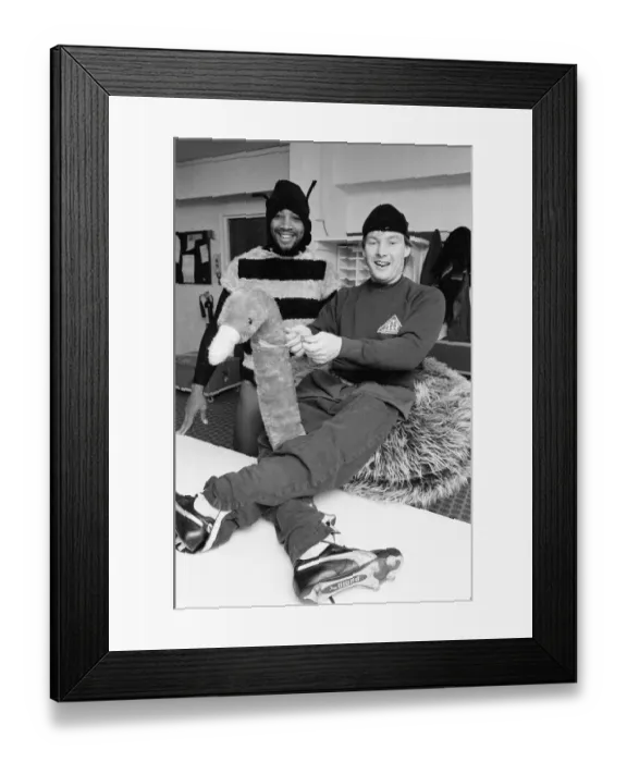 Framed Print : West Bromwich Albion Players, Cyrille Regis and Derek Statham wearing fancy dress