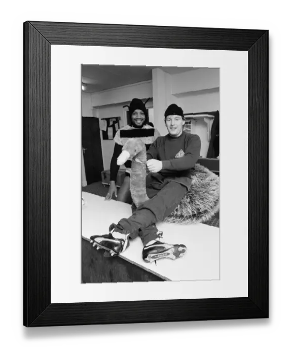 Framed Print : West Bromwich Albion Players, Cyrille Regis and Derek Statham wearing fancy dress Framed Print : West Bromwich Albion Players, Cyrille Regis and Derek Statham wearing fancy dress
