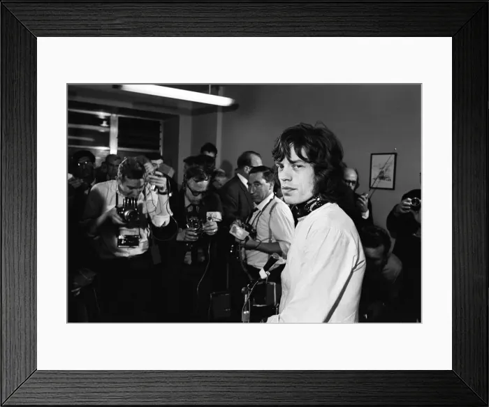 Framed Print : Rolling Stones singer Mick Jagger holding a press conference at Granada Studios in Soho
