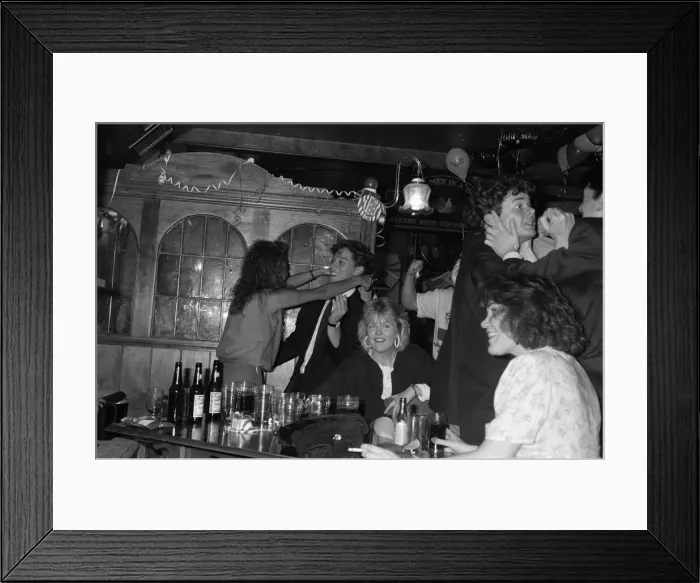 Framed Print : Football fans watching England in their semi-final match during the 1990 FIFA World Cup