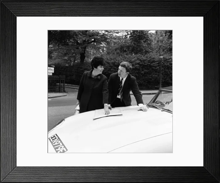 Framed Print : MP Betty Boothroyd canvassing. 23rd May 1968 Framed Print : MP Betty Boothroyd canvassing. 23rd May 1968