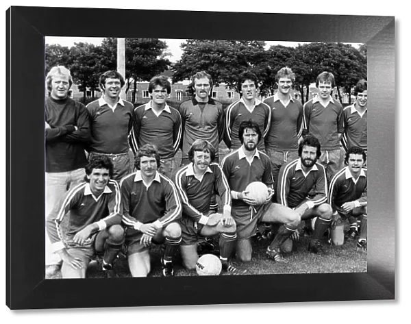 Stockton Buffs Football Team, 18th May 1979. Line up, front row, left to right,s Powell