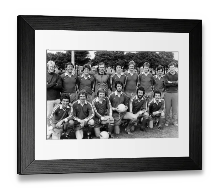 Framed Print : Stockton Buffs Football Team, 18th May 1979. Line up, front row, left to right,s Powell