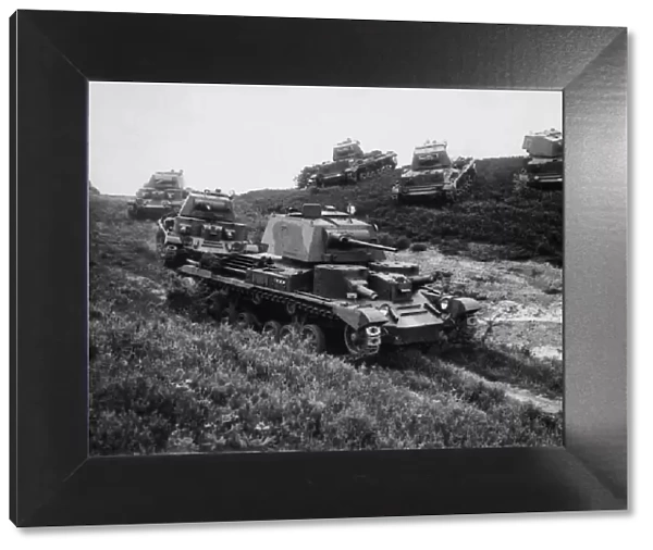 Cruiser Mk 1 tanks of the Royal Tank Regiment seen here on anti invasion exercise in