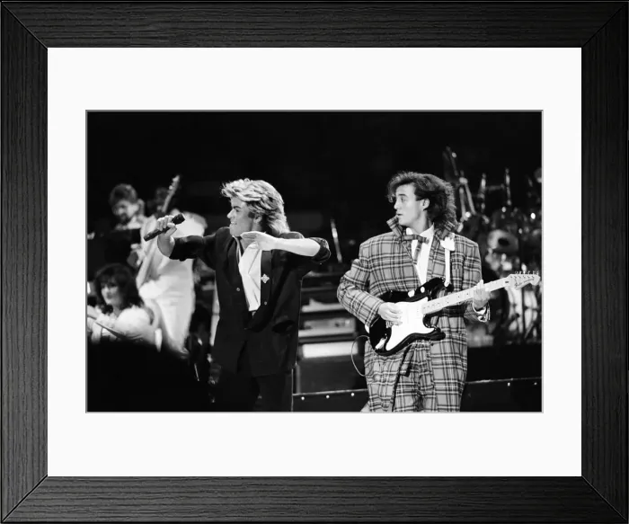 Framed Print : British pop group Wham pictured on their 10-day visit to China, April 1985 Framed Print : British pop group Wham pictured on their 10-day visit to China, April 1985