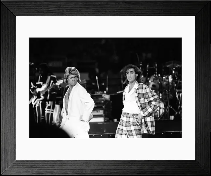 Framed Print : British pop group Wham pictured on their 10-day visit to China, April 1985 Framed Print : British pop group Wham pictured on their 10-day visit to China, April 1985
